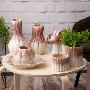 Eurofirany Ceramiczny wazon dekoracyjny VITA 18X18X14 kremowy+różowy 3