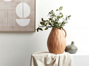 Beliani Wazon dekoracyjny z terakoty 40 cm beżowy KULIM 2