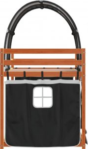 vidaXL Łóżko piętrowe z zasłonkami, biało-czarne, 75x190 cm, sosnowe 6