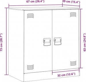 vidaXL Szafka boczna, musztardowa, 67x39x73 cm, stalowa 12