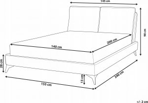 Beliani Łóżko welurowe 140 x 200 cm pomarańczowe MELLE 12