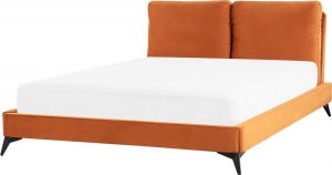 Beliani Łóżko welurowe 160 x 200 cm pomarańczowe MELLE 12