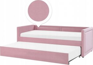 Beliani Łóżko wysuwane tapicerowane 90 x 200 cm różowe MIMIZAN 11