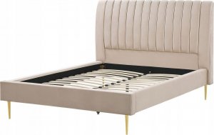 Beliani Łóżko welurowe 140 x 200 cm beżowe MARVILLE 2