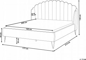 Beliani Łóżko welurowe 160 x 200 cm różowe AMBILLOU 2