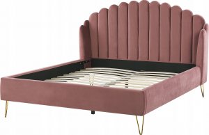 Beliani Łóżko welurowe 160 x 200 cm różowe AMBILLOU 5
