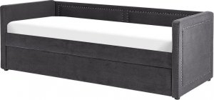 Beliani Łóżko wysuwane tapicerowane 90 x 200 cm ciemnoszare MIMIZAN 12