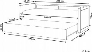 Beliani Łóżko wysuwane tapicerowane 90 x 200 cm ciemnoszare MIMIZAN 2
