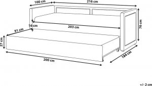 Beliani Łóżko wysuwane tapicerowane 90 x 200 cm ciemnoszare MIMIZAN 3