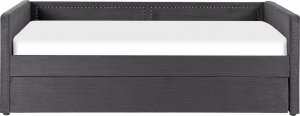 Beliani Łóżko wysuwane tapicerowane 90 x 200 cm ciemnoszare MIMIZAN 4