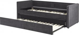 Beliani Łóżko wysuwane tapicerowane 90 x 200 cm ciemnoszare MIMIZAN 7