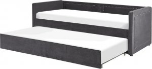 Beliani Łóżko wysuwane tapicerowane 90 x 200 cm ciemnoszare MIMIZAN 8