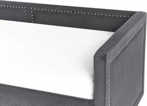 Beliani Łóżko wysuwane tapicerowane 90 x 200 cm ciemnoszare MIMIZAN 9