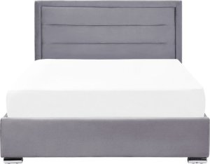 Beliani Łóżko z pojemnikiem welurowe 140 x 200 cm ciemnoszare ROUEN 6