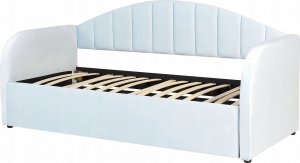 Beliani Łóżko wysuwane welurowe 90 x 200 cm niebieskie EYBURIE 12