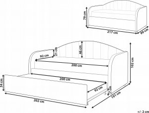Beliani Łóżko wysuwane welurowe 90 x 200 cm niebieskie EYBURIE 2