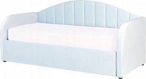 Beliani Łóżko wysuwane welurowe 90 x 200 cm niebieskie EYBURIE 3