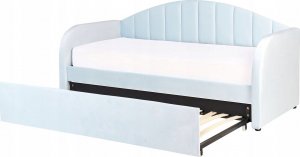 Beliani Łóżko wysuwane welurowe 90 x 200 cm niebieskie EYBURIE 6