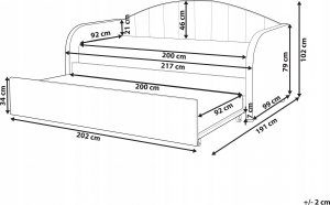 Beliani Łóżko wysuwane welurowe 90 x 200 cm niebieskie EYBURIE 10