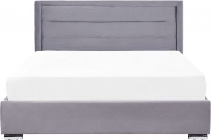 Beliani Łóżko z pojemnikiem welurowe 160 x 200 cm ciemnoszare ROUEN 6