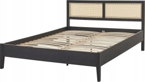 Beliani Łóżko rattanowe 160 x 200 cm czarne MONPAZIER 10