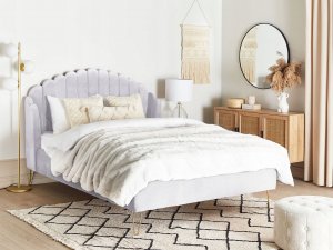 Beliani Łóżko welurowe 140 x 200 cm szare AMBILLOU 3