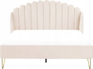 Beliani Łóżko welurowe 160 x 200 cm szare AMBILLOU 2