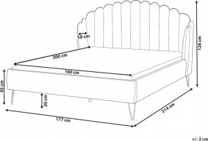 Beliani Łóżko welurowe 160 x 200 cm szare AMBILLOU 9