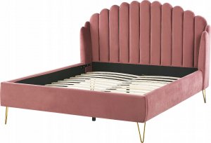 Beliani Łóżko welurowe 140 x 200 cm różowe AMBILLOU 6