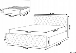 Beliani Łóżko z pojemnikiem welurowe 160 x 200 cm różowe ROCHEFORT 12