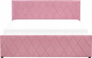 Beliani Łóżko z pojemnikiem welurowe 160 x 200 cm różowe ROCHEFORT 4