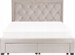 Beliani Łóżko z szufladami welurowe 160 x 200 cm beżowe LIEVIN 8