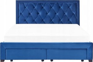 Beliani Łóżko z szufladami welurowe 180 x 200 cm niebieskie LIEVIN 8