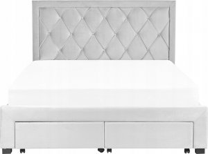 Beliani Łóżko z szufladami welurowe 160 x 200 cm jasnoszare LIEVIN 8