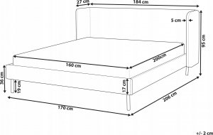 Beliani Łóżko welurowe 160 x 200 cm beżowoszare ARETTE 4