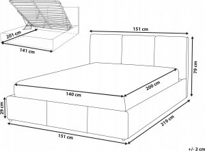 Beliani Łóżko z pojemnikiem welurowe 140 x 200 cm jasnobeżowe BOUSSE 4