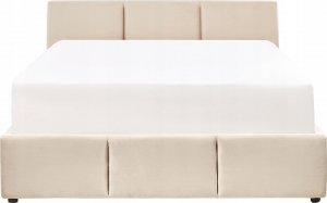 Beliani Łóżko z pojemnikiem welurowe 140 x 200 cm jasnobeżowe BOUSSE 7