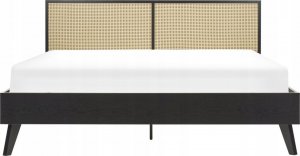 Beliani Łóżko rattanowe 180 x 200 cm czarne MONPAZIER 2