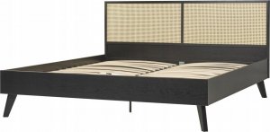Beliani Łóżko rattanowe 180 x 200 cm czarne MONPAZIER 3