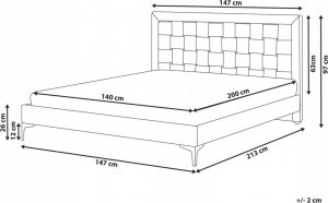 Beliani Łóżko welurowe 140 x 200 cm beżowoszare LIMOUX 10