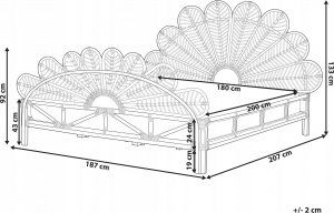 Beliani Łóżko paw rattanowe 180 x 200 cm jasne drewno FLORENTINE 3