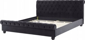 Beliani Łóżko wodne welurowe 180 x 200 cm czarne AVALLON 2