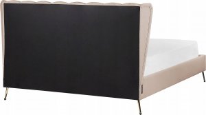 Beliani Łóżko welurowe 160 x 200 cm z portem USB beżowoszare MIRIBEL 2