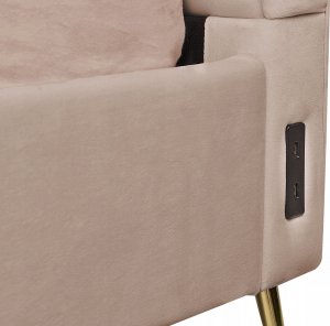 Beliani Łóżko welurowe 160 x 200 cm z portem USB beżowoszare MIRIBEL 6