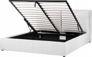 Beliani Łóżko z pojemnikiem welurowe 160 x 200 cm złamana biel BAJONNA 4