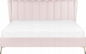 Beliani Łóżko welurowe 180 x 200 cm z portem USB różowe MIRIBEL 12