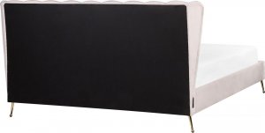 Beliani Łóżko welurowe 180 x 200 cm z portem USB różowe MIRIBEL 2