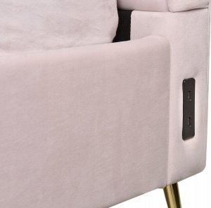 Beliani Łóżko welurowe 180 x 200 cm z portem USB różowe MIRIBEL 6