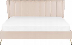 Beliani Łóżko welurowe 180 x 200 cm z portem USB beżowe MIRIBEL 5