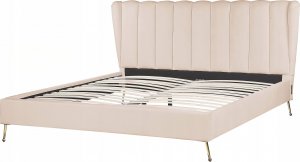 Beliani Łóżko welurowe 180 x 200 cm z portem USB beżowe MIRIBEL 7